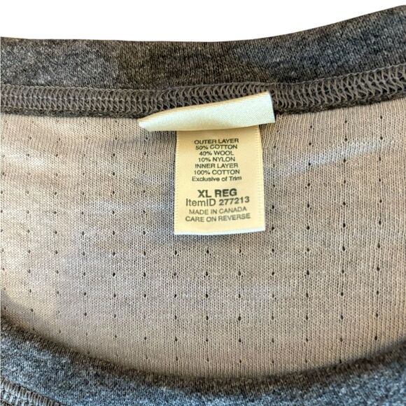 LL Bean Double Layer Long Sleeve Shirt Wool Blend Crew Neck Gray Mens XL - Picture 6 of 8